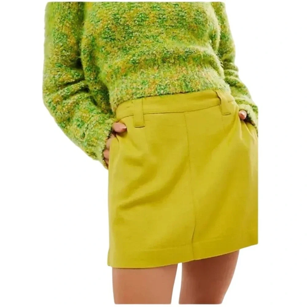 Free People Can't Blame Me Linen Mini Skirt A-Line Pockets‎ Casual Sz. 4 NWT